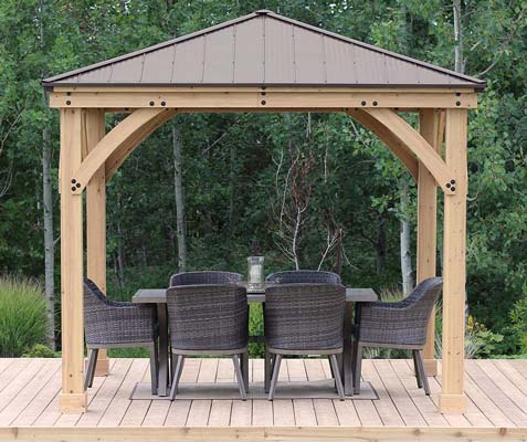 Yardistry 10' x 10' Wood Gazebo with Aluminum Roof