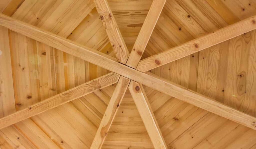 wooden roof of a gazebo